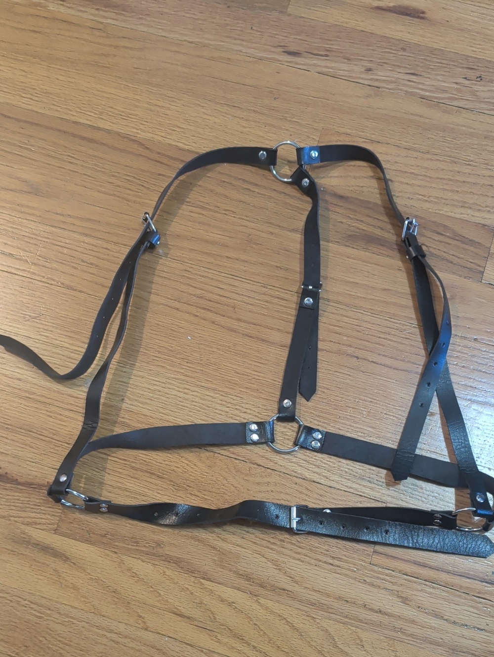 Black Adjustable Leather Harness
